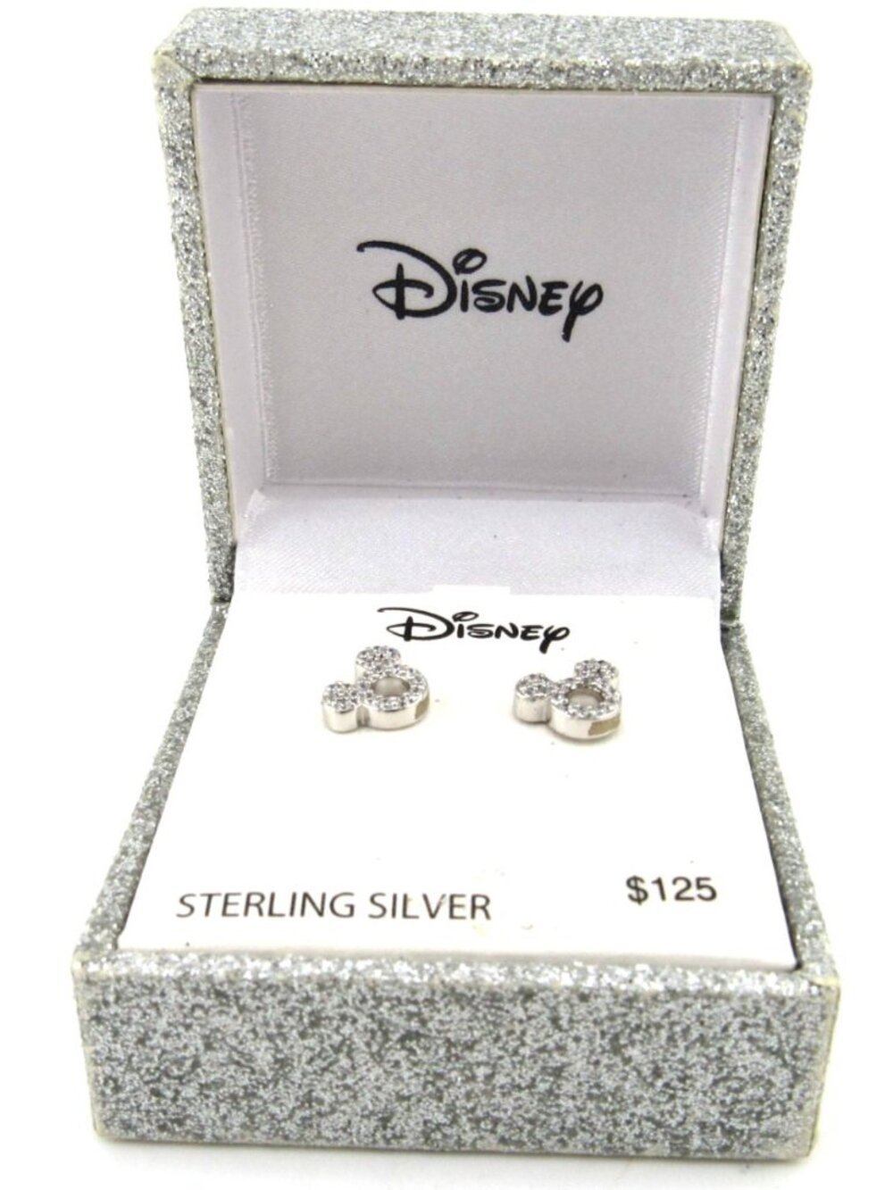 Disney World Sterling Silver Crystal Mickey Mouse Stud Earrings. New & Vintage
